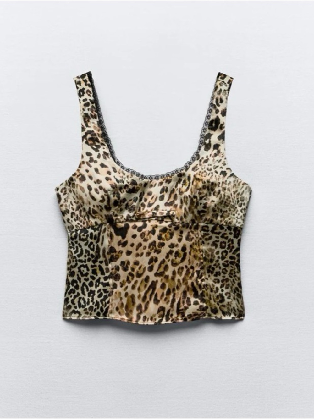 Zara Satin Leopard Print Scoop Neck Tank Top - Women